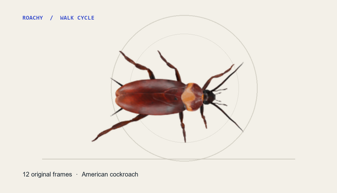 The twelve-frame original Roachy walking animation